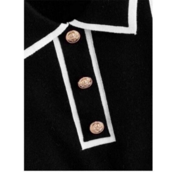 Women's Button Front Striped Collar Sleeveless Sweater Vest Knit Top size small - Picture 12 of 13